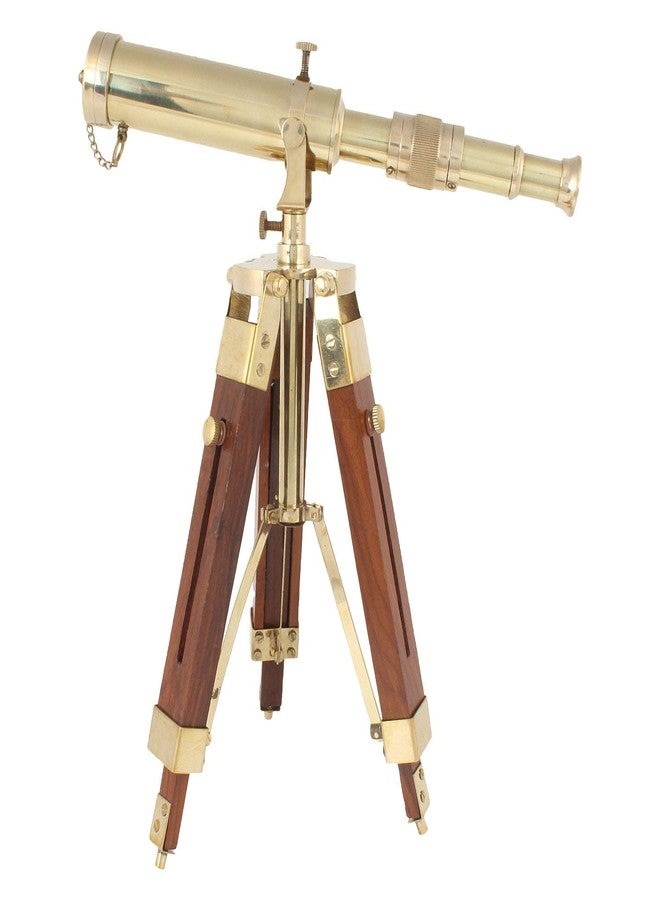 OCEAN REPLICAS Vintage Brass Telescope on Tripod Stand use Lens Antique Desktop Brass Telescope Royal Antique Golden Finish Spyglass Nautical Beautiful On Wooden Tripod Stand - Image 1